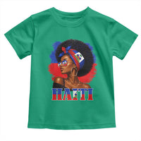 Haitian Queen Afro Melanin Graphic Toddler T Shirt Haiti Flag Heritage Pride