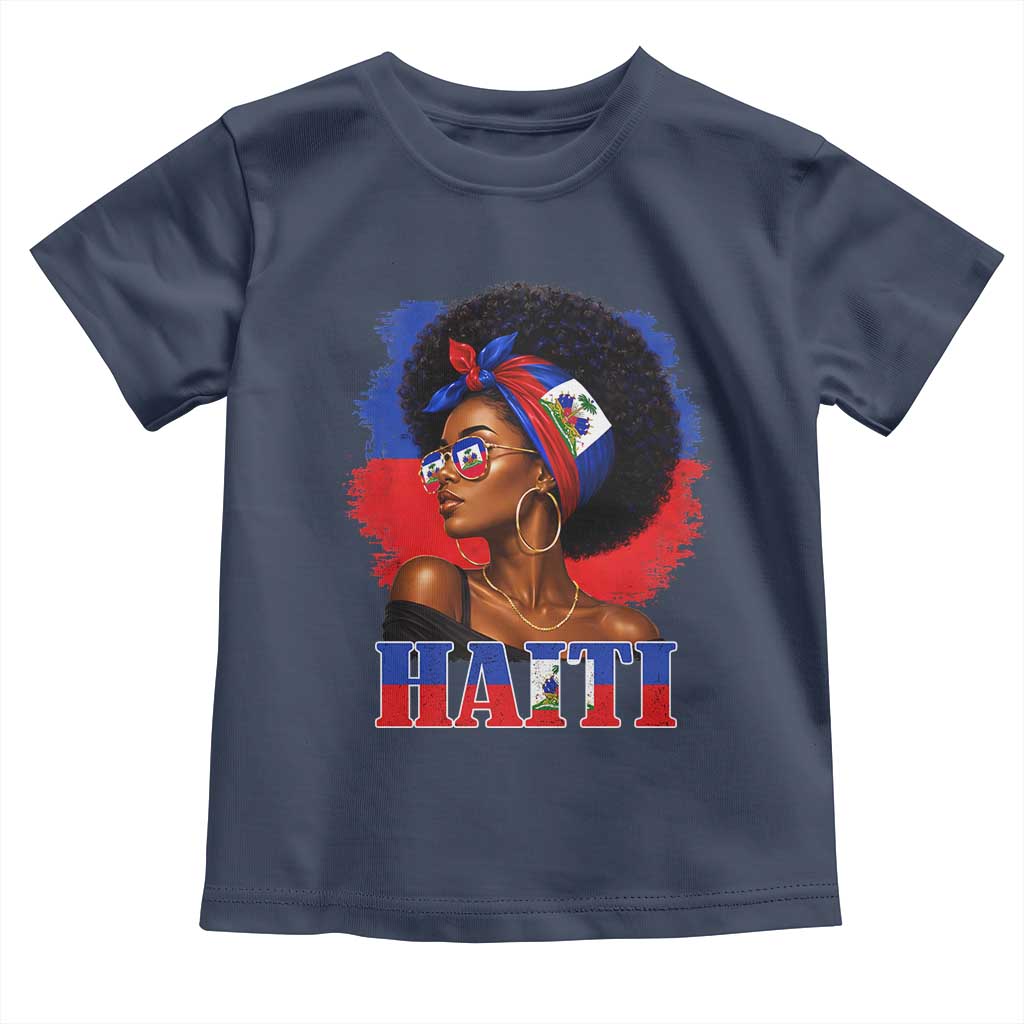 Haitian Queen Afro Melanin Graphic Toddler T Shirt Haiti Flag Heritage Pride