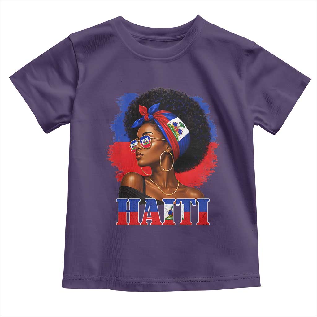 Haitian Queen Afro Melanin Graphic Toddler T Shirt Haiti Flag Heritage Pride