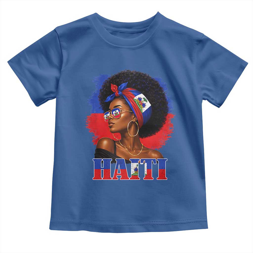 Haitian Queen Afro Melanin Graphic Toddler T Shirt Haiti Flag Heritage Pride