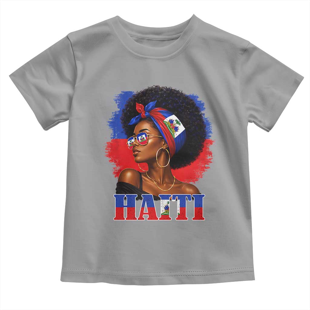 Haitian Queen Afro Melanin Graphic Toddler T Shirt Haiti Flag Heritage Pride