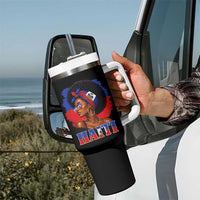 Haitian Queen Afro Melanin Graphic Tumbler With Handle Haiti Flag Heritage Pride