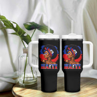 Haitian Queen Afro Melanin Graphic Tumbler With Handle Haiti Flag Heritage Pride