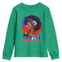 Haitian Queen Afro Melanin Graphic Youth Sweatshirt Haiti Flag Heritage Pride