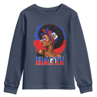 Haitian Queen Afro Melanin Graphic Youth Sweatshirt Haiti Flag Heritage Pride