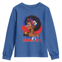 Haitian Queen Afro Melanin Graphic Youth Sweatshirt Haiti Flag Heritage Pride