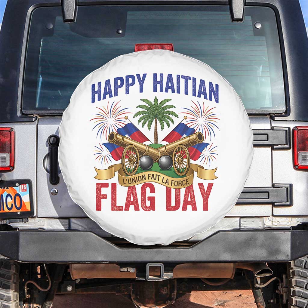 Happy Haitian Flag Day Celebration Graphic Spare Tire Cover May 18 National Pride Haiti Heritage