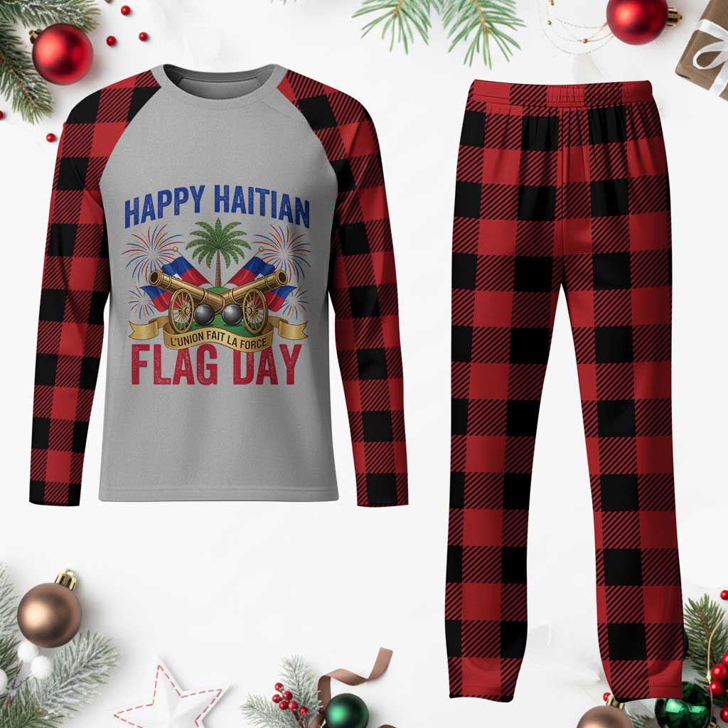 Happy Haitian Flag Day Celebration Graphic Plaid Pajama Set May 18 National Pride Haiti Heritage