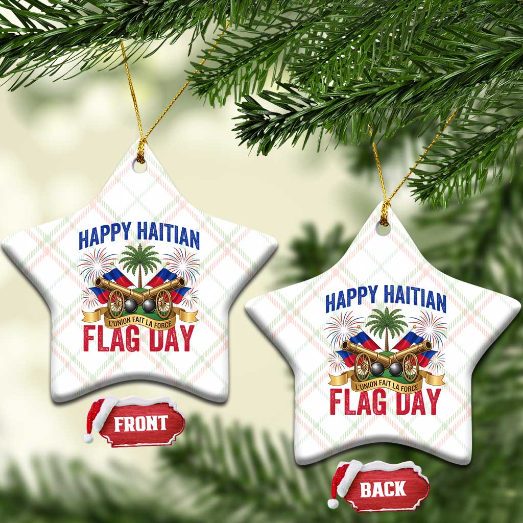 Happy Haitian Flag Day Celebration Graphic Ceramic Ornament May 18 National Pride Haiti Heritage
