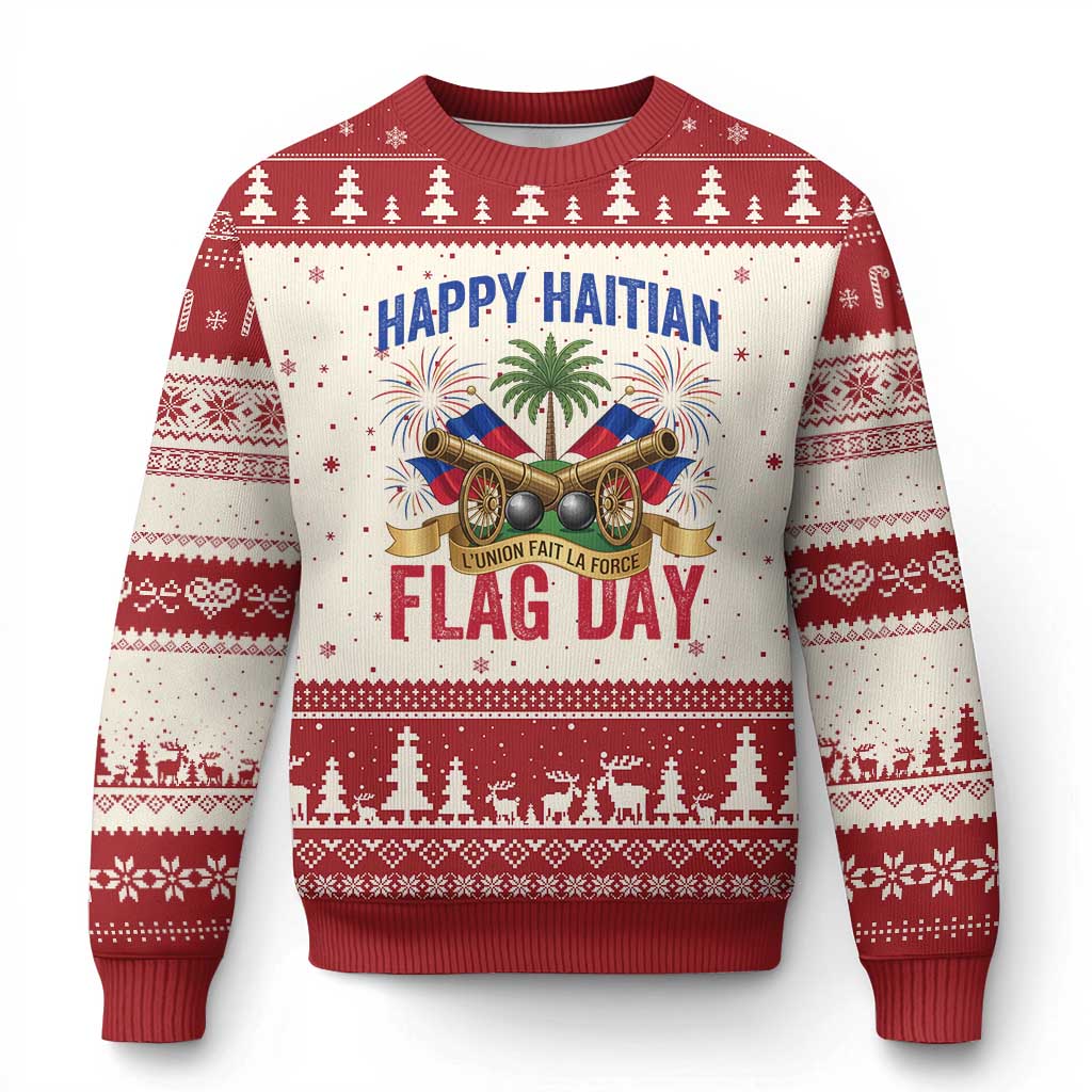 Happy Haitian Flag Day Celebration Graphic Ugly Christmas Sweater May 18 National Pride Haiti Heritage