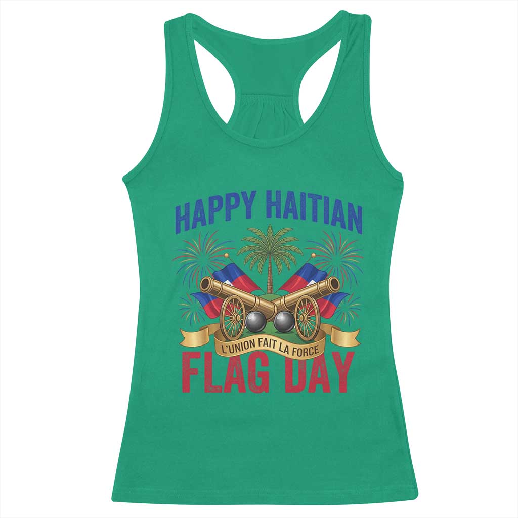 Happy Haitian Flag Day Celebration Graphic Racerback Tank Top May 18 National Pride Haiti Heritage