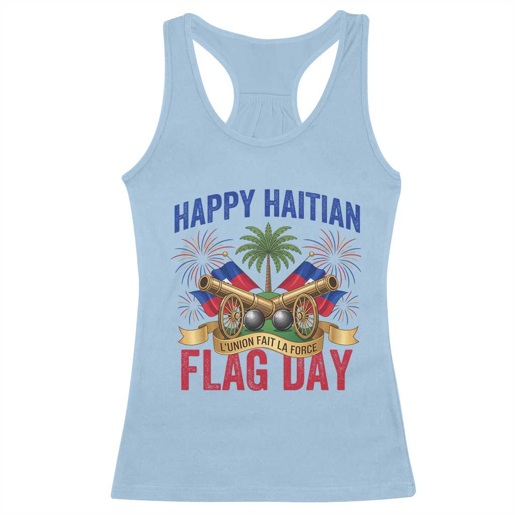 Happy Haitian Flag Day Celebration Graphic Racerback Tank Top May 18 National Pride Haiti Heritage