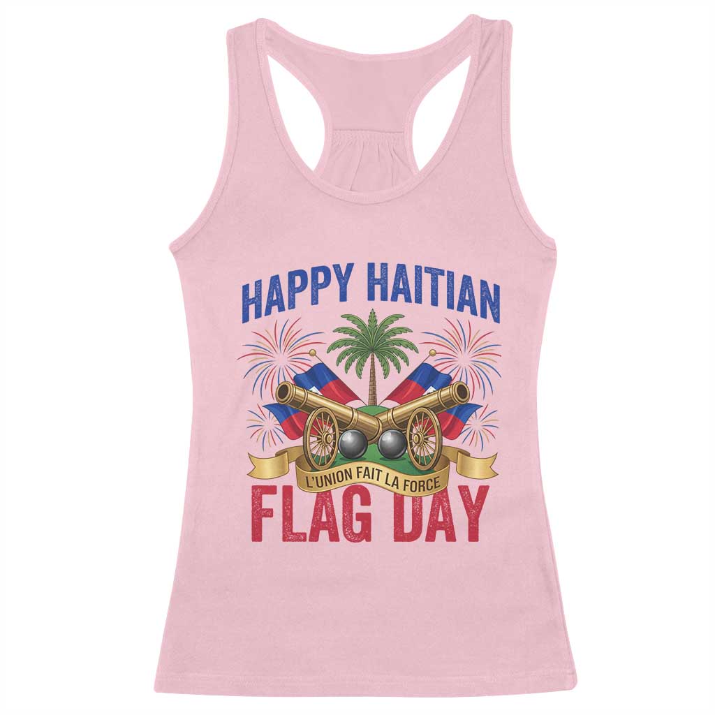 Happy Haitian Flag Day Celebration Graphic Racerback Tank Top May 18 National Pride Haiti Heritage