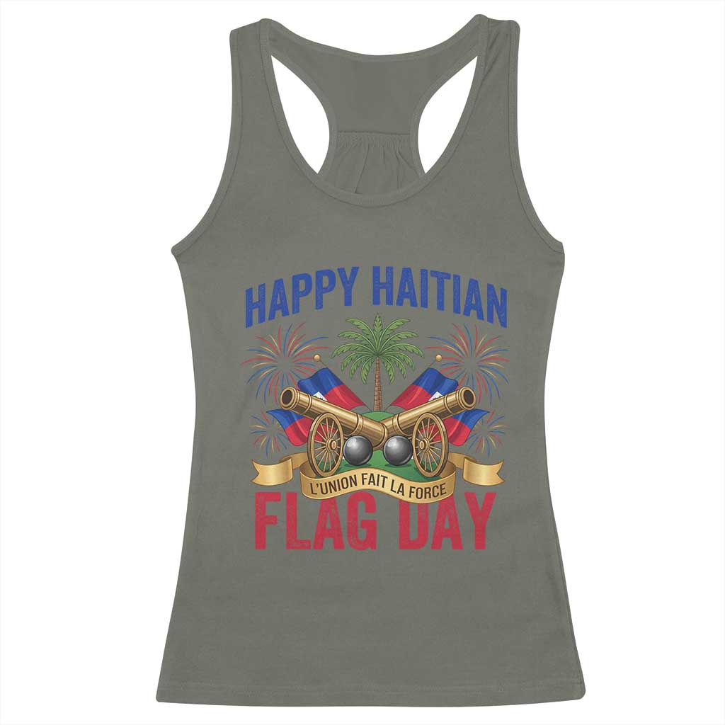 Happy Haitian Flag Day Celebration Graphic Racerback Tank Top May 18 National Pride Haiti Heritage