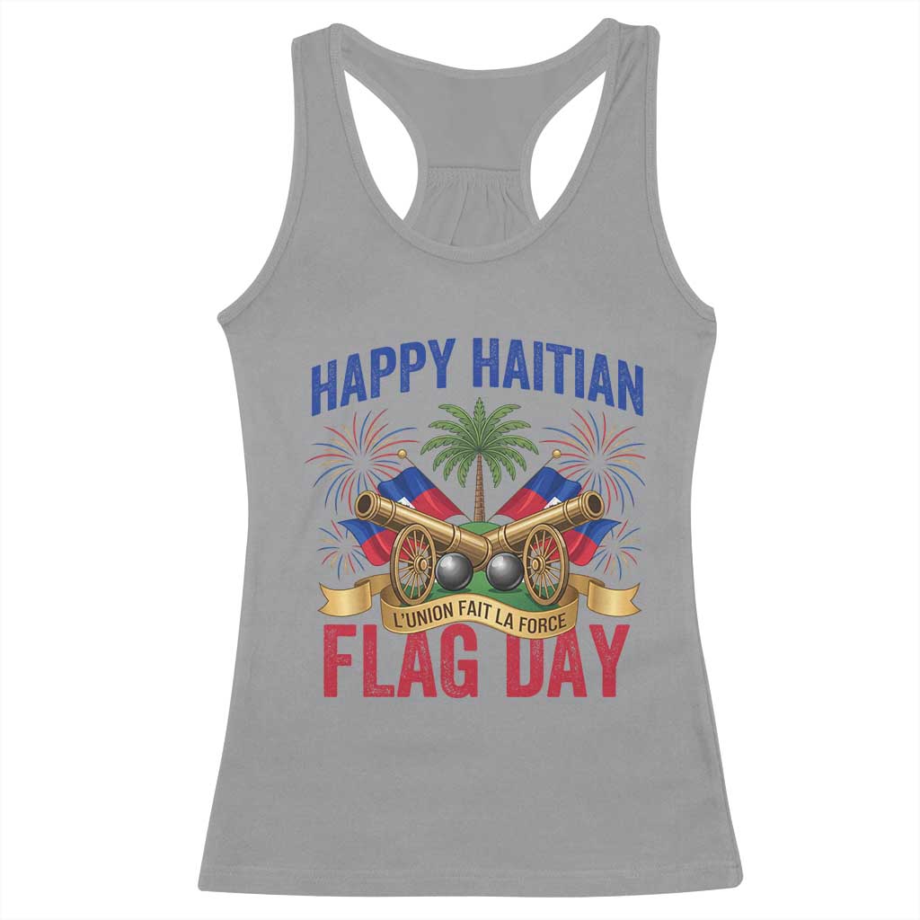 Happy Haitian Flag Day Celebration Graphic Racerback Tank Top May 18 National Pride Haiti Heritage