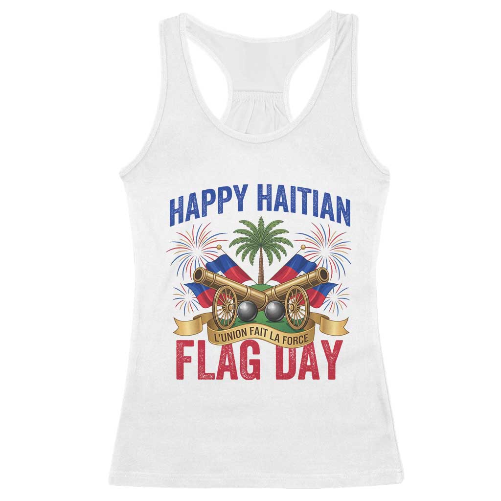 Happy Haitian Flag Day Celebration Graphic Racerback Tank Top May 18 National Pride Haiti Heritage