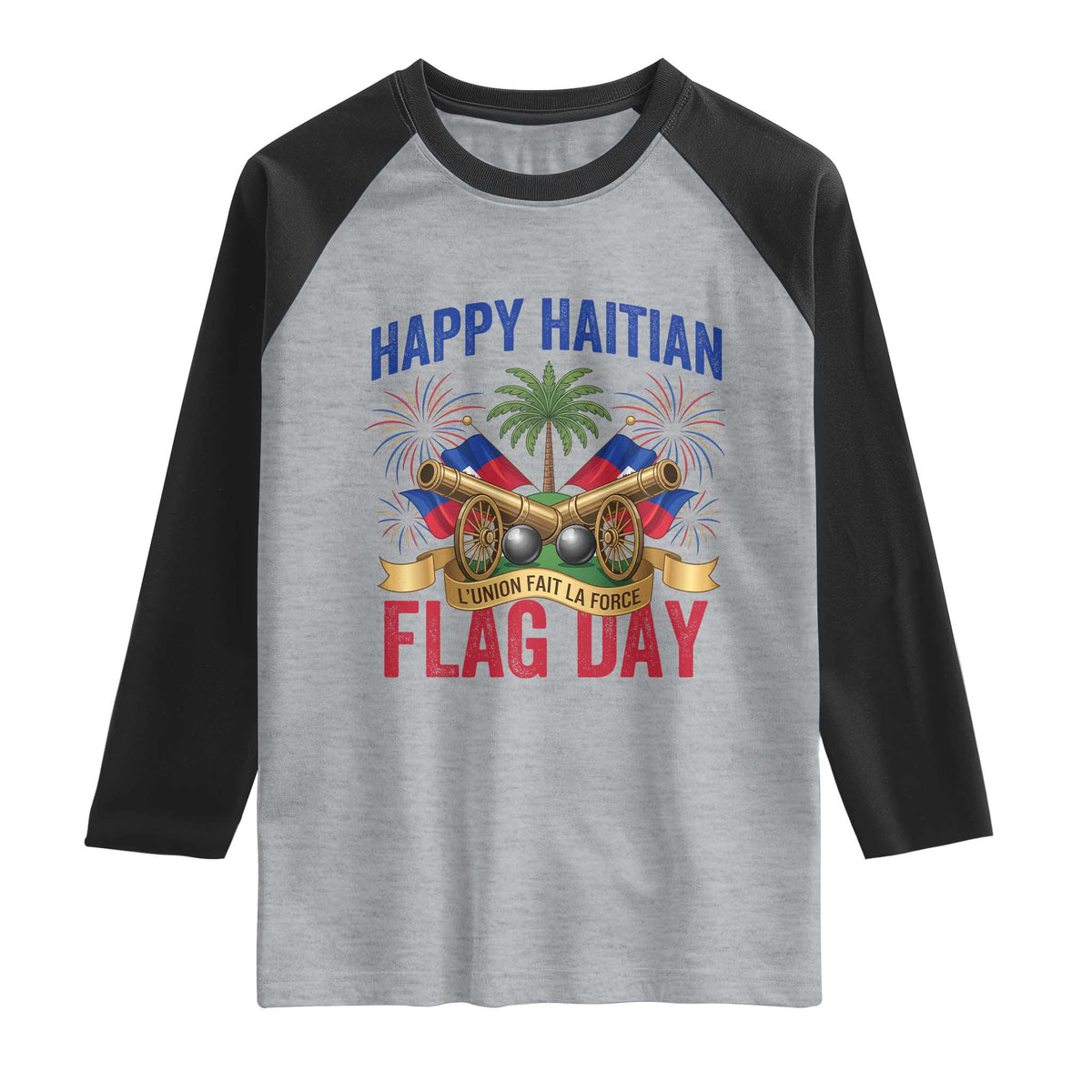Happy Haitian Flag Day Celebration Graphic Raglan Shirt May 18 National Pride Haiti Heritage