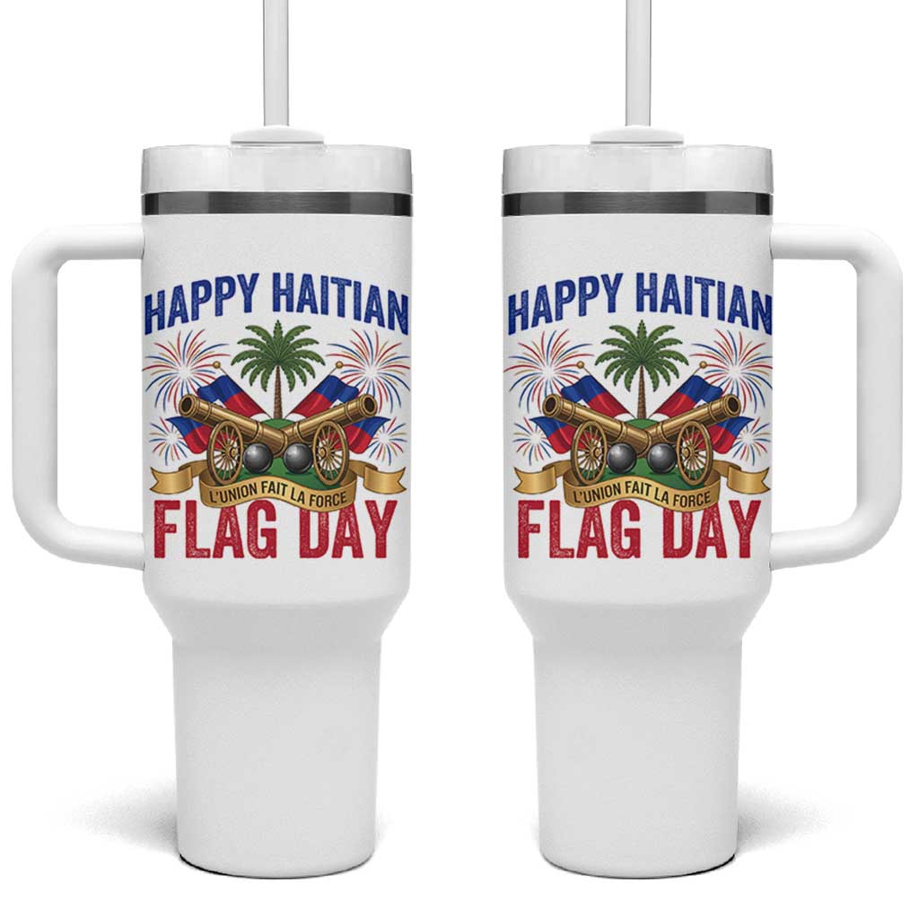 Happy Haitian Flag Day Celebration Graphic Tumbler With Handle May 18 National Pride Haiti Heritage