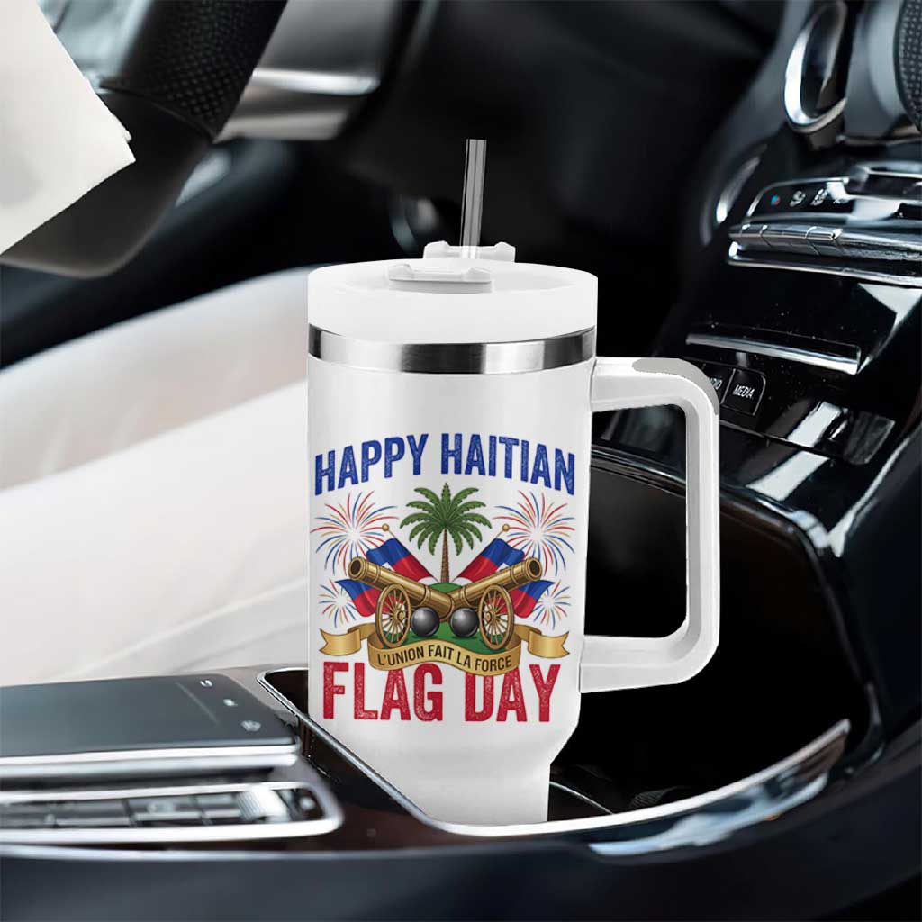 Happy Haitian Flag Day Celebration Graphic Tumbler With Handle May 18 National Pride Haiti Heritage