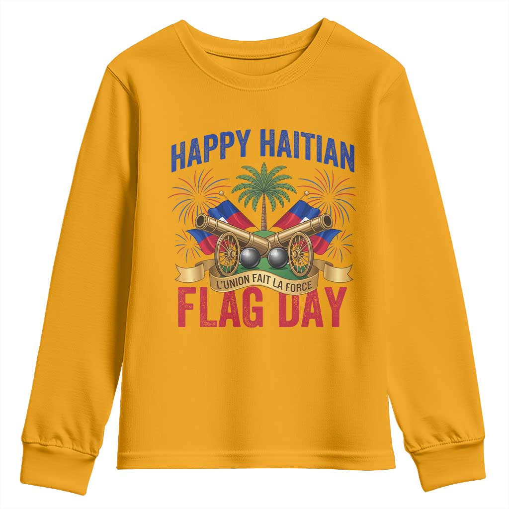 Happy Haitian Flag Day Celebration Graphic Youth Sweatshirt May 18 National Pride Haiti Heritage