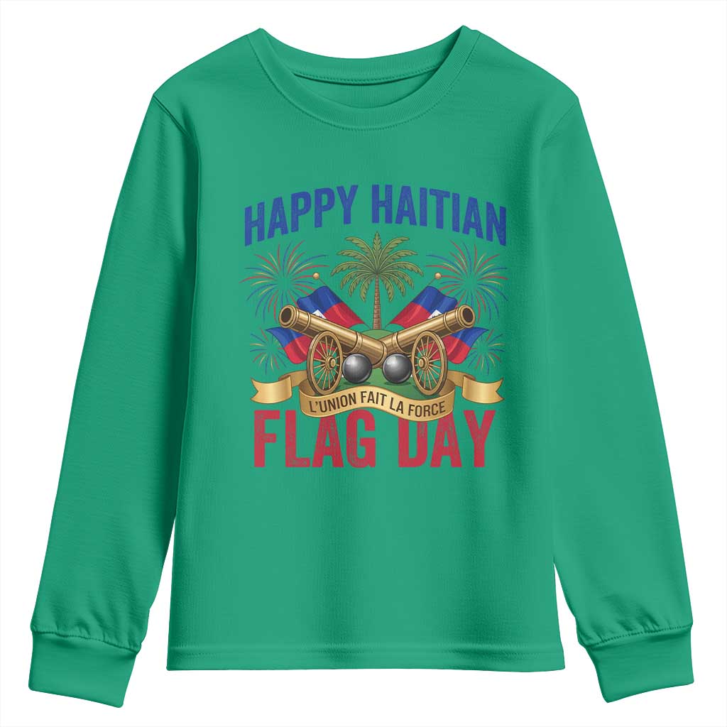 Happy Haitian Flag Day Celebration Graphic Youth Sweatshirt May 18 National Pride Haiti Heritage
