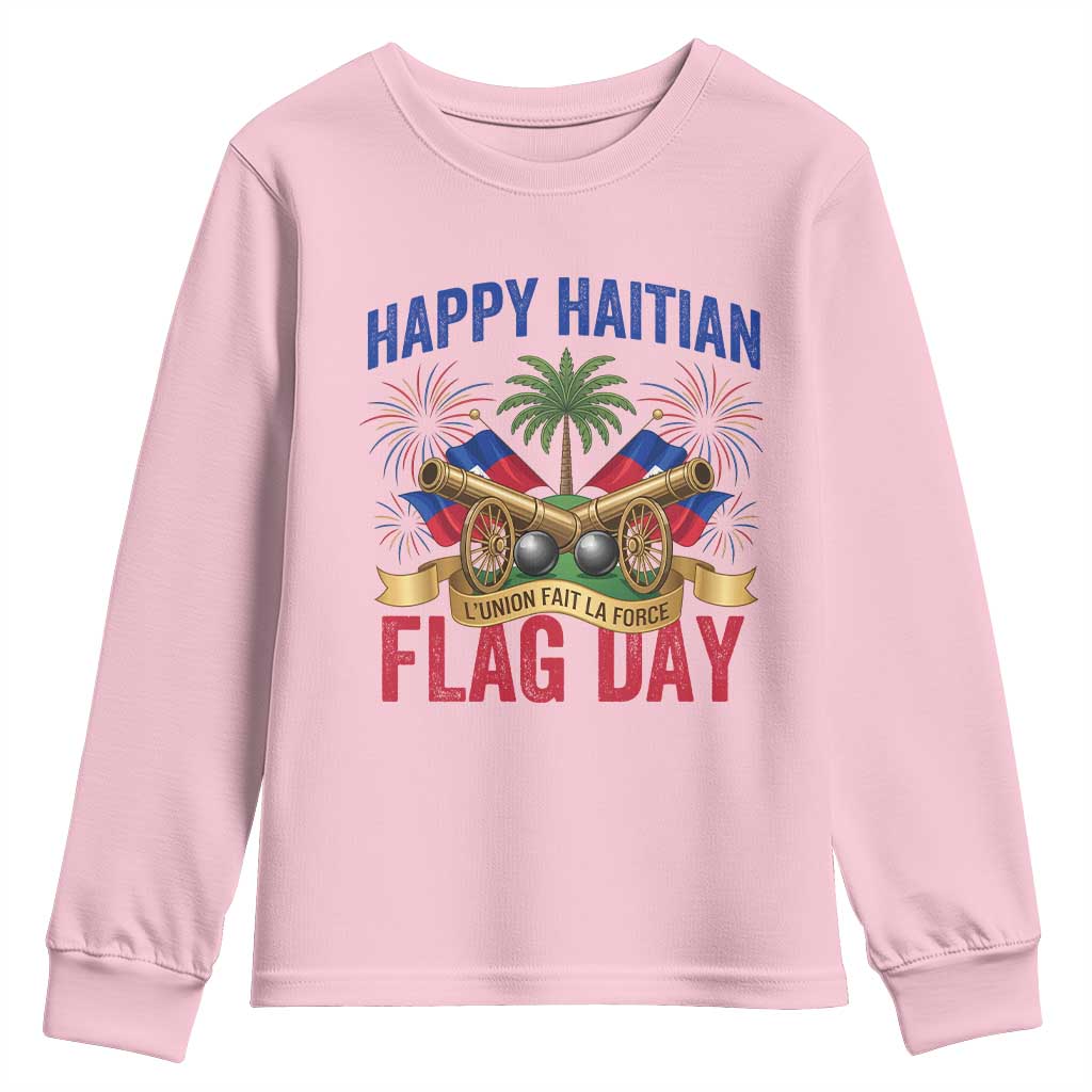 Happy Haitian Flag Day Celebration Graphic Youth Sweatshirt May 18 National Pride Haiti Heritage