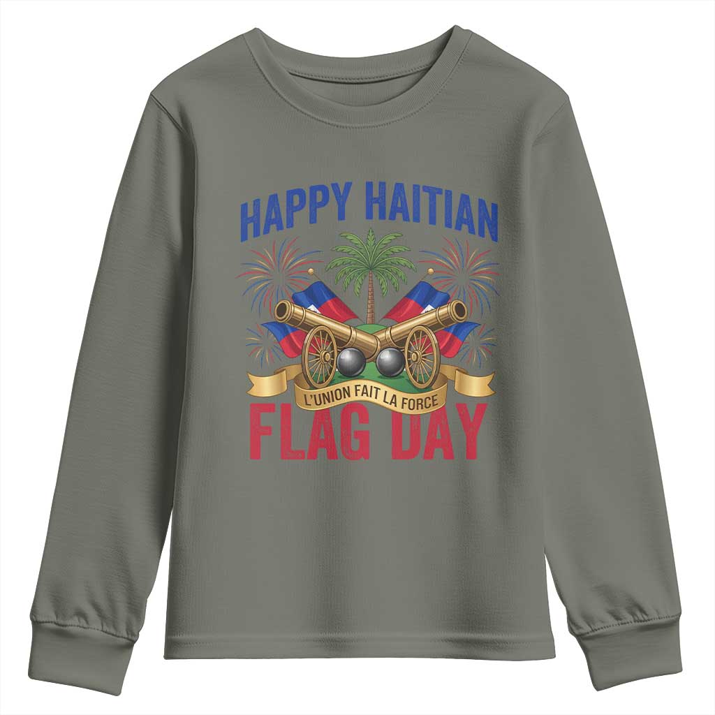 Happy Haitian Flag Day Celebration Graphic Youth Sweatshirt May 18 National Pride Haiti Heritage