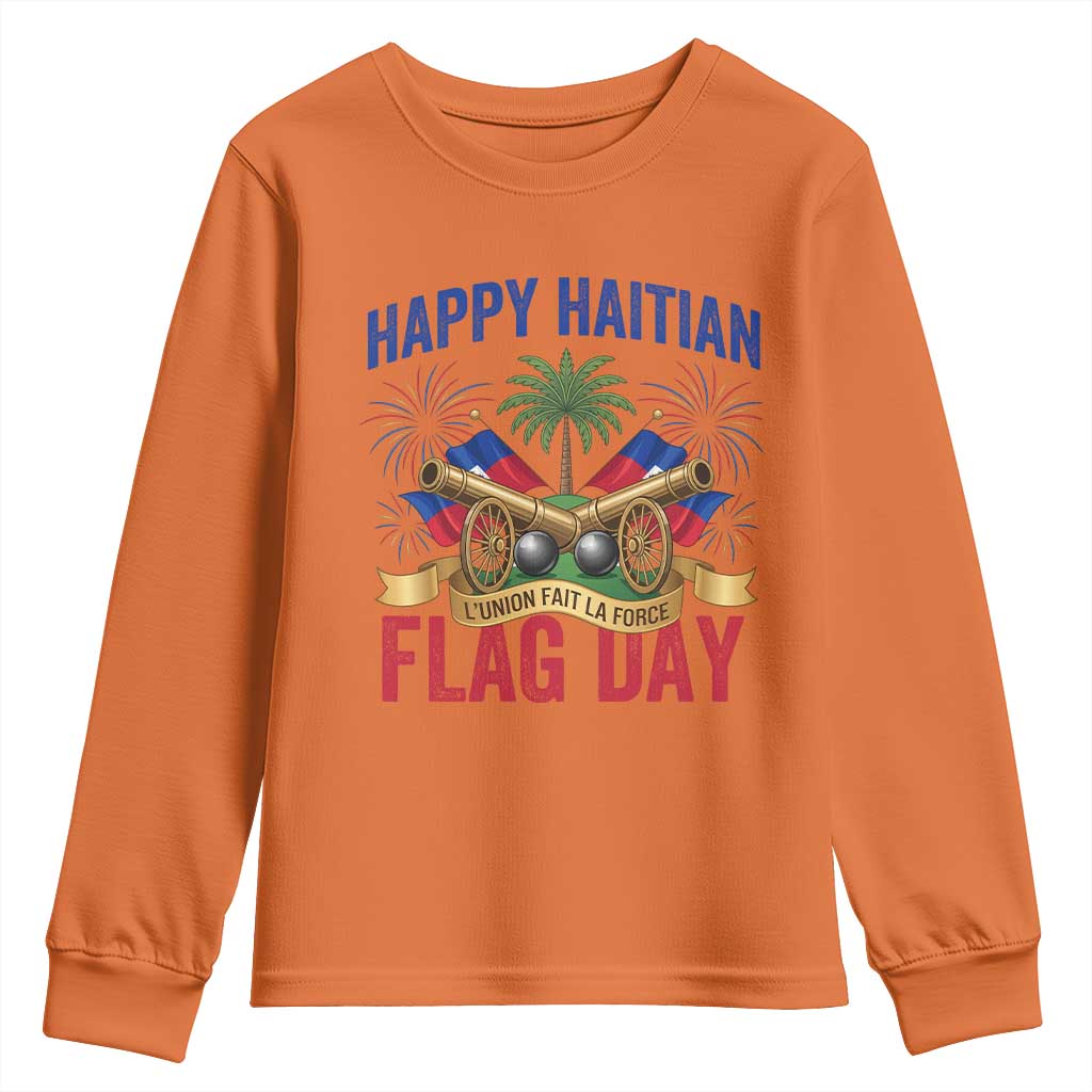 Happy Haitian Flag Day Celebration Graphic Youth Sweatshirt May 18 National Pride Haiti Heritage