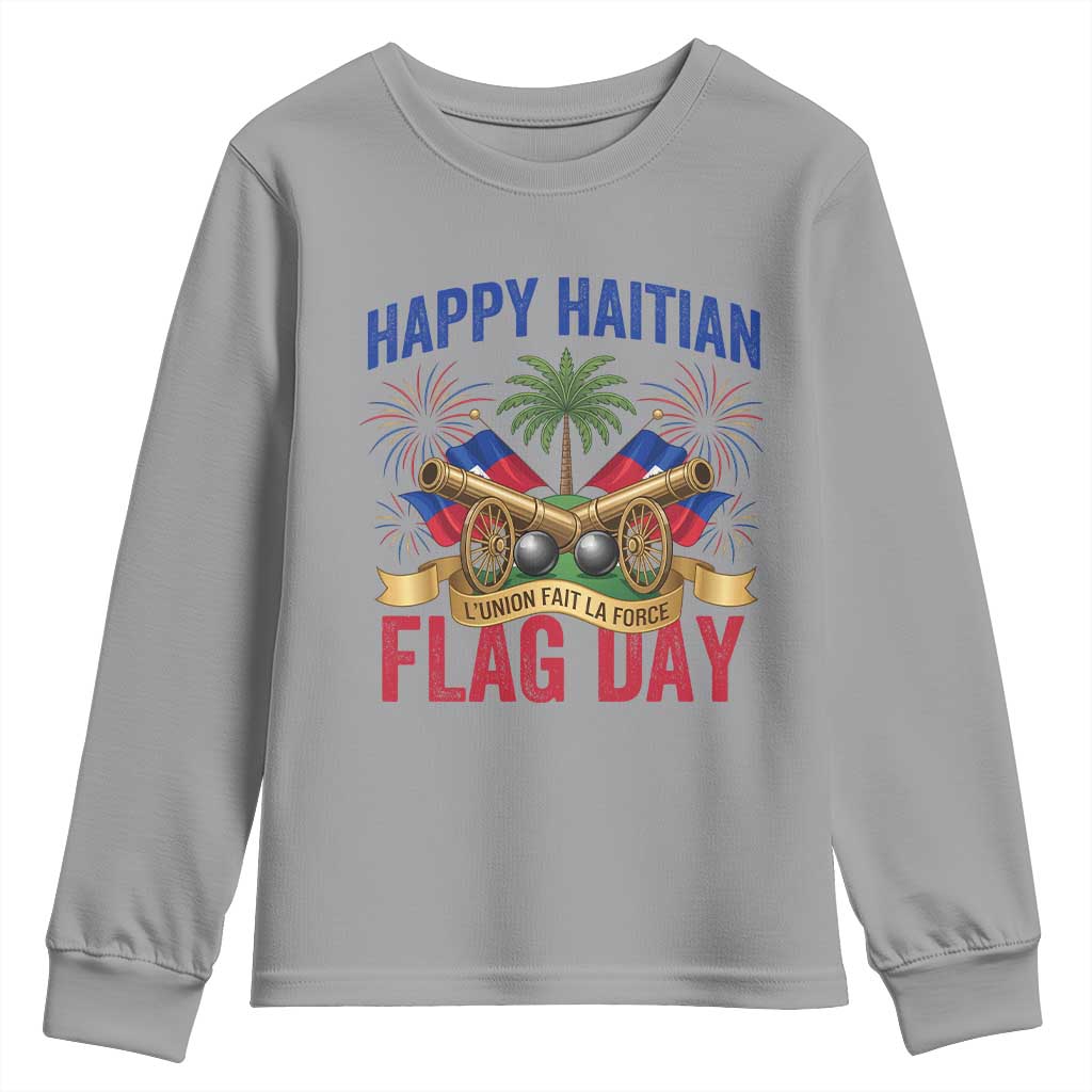 Happy Haitian Flag Day Celebration Graphic Youth Sweatshirt May 18 National Pride Haiti Heritage