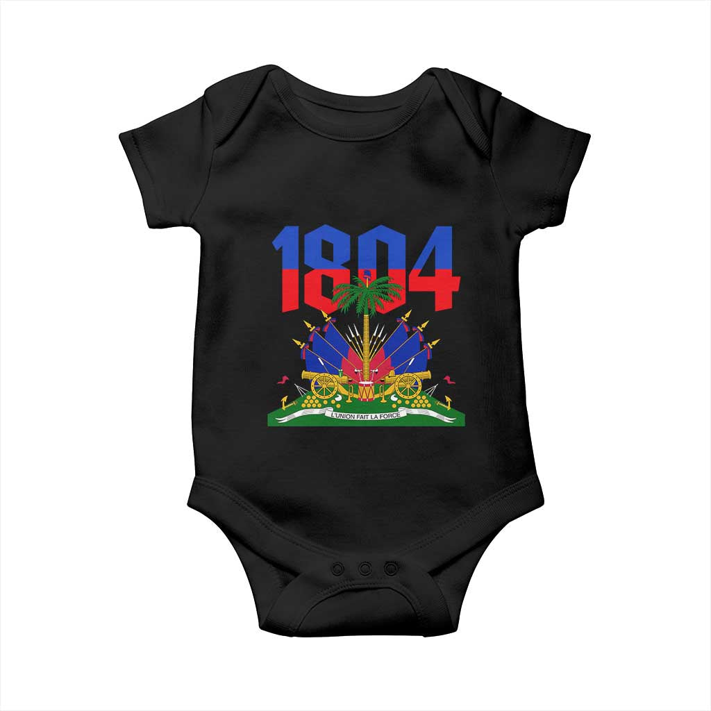 Haiti 1804 Independence Year Graphic Baby Onesie Haitian Pride Coat of Arms National Heritage