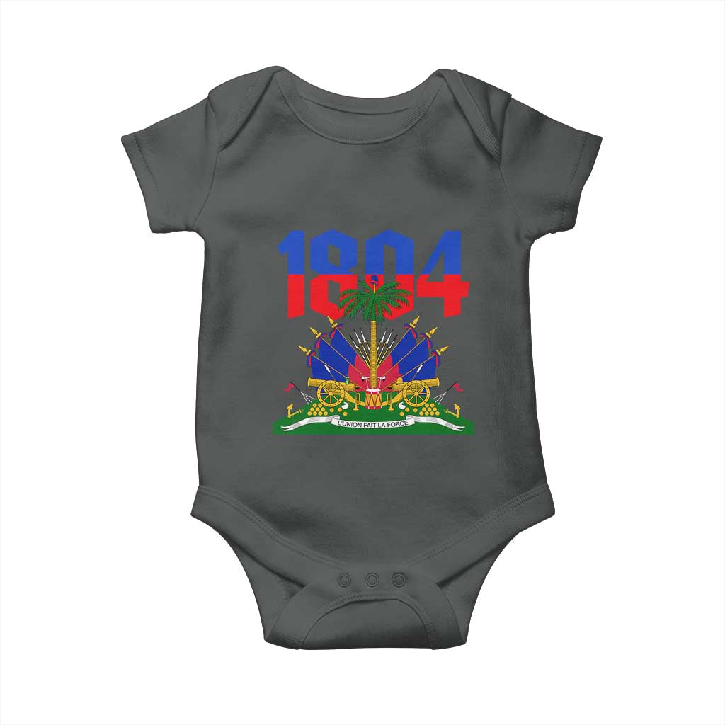 Haiti 1804 Independence Year Graphic Baby Onesie Haitian Pride Coat of Arms National Heritage