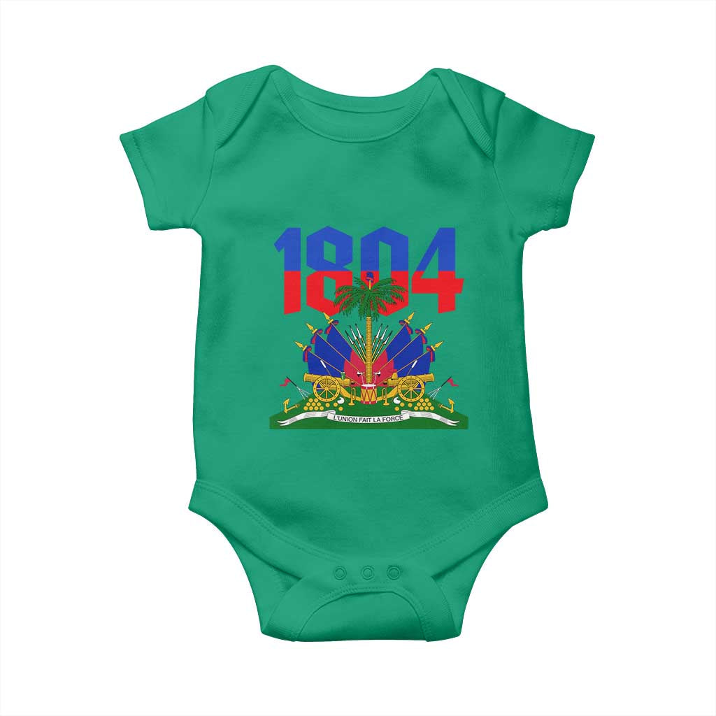 Haiti 1804 Independence Year Graphic Baby Onesie Haitian Pride Coat of Arms National Heritage