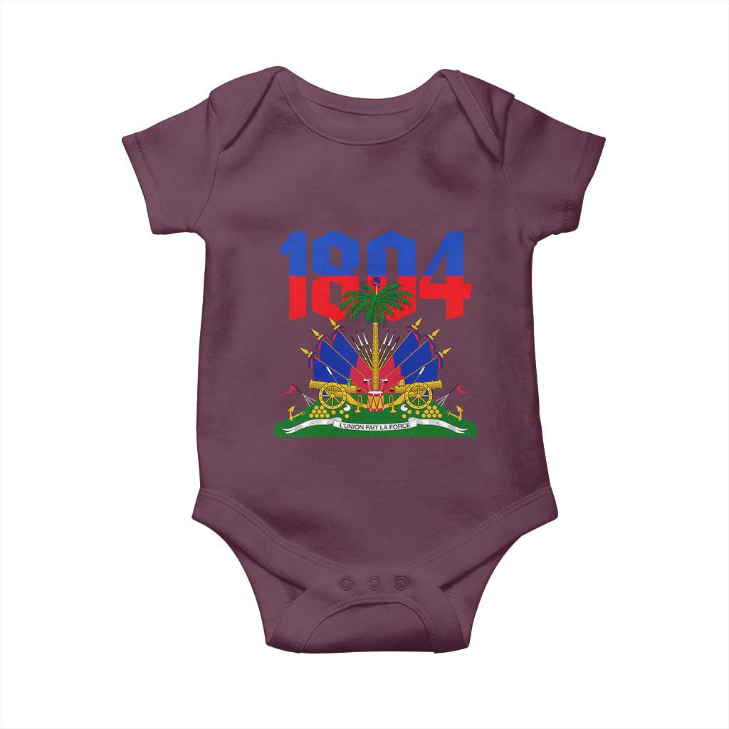 Haiti 1804 Independence Year Graphic Baby Onesie Haitian Pride Coat of Arms National Heritage