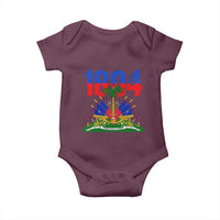 Haiti 1804 Independence Year Graphic Baby Onesie Haitian Pride Coat of Arms National Heritage