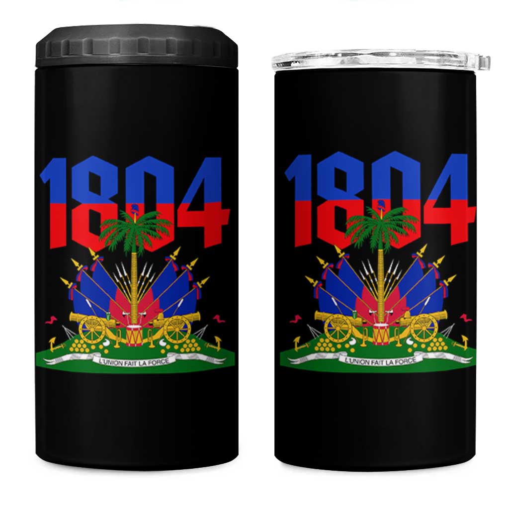 Haiti 1804 Independence Year Graphic 4 in 1 Can Cooler Tumbler Haitian Pride Coat of Arms National Heritage