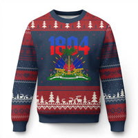 Haiti 1804 Independence Year Graphic Ugly Christmas Sweater Haitian Pride Coat of Arms National Heritage