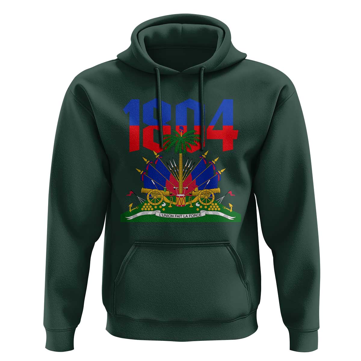 Haiti 1804 Independence Year Graphic Hoodie Haitian Pride Coat of Arms National Heritage