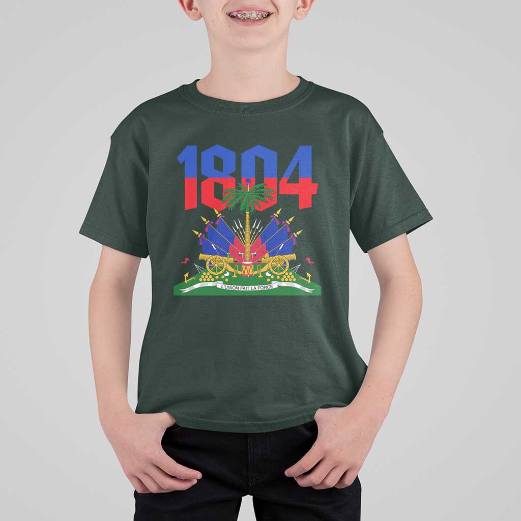 Haiti 1804 Independence Year Graphic T Shirt For Kid Haitian Pride Coat of Arms National Heritage