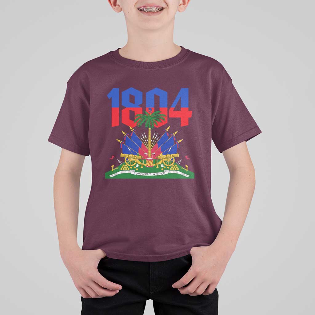 Haiti 1804 Independence Year Graphic T Shirt For Kid Haitian Pride Coat of Arms National Heritage