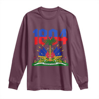 Haiti 1804 Independence Year Graphic Long Sleeve Shirt Haitian Pride Coat of Arms National Heritage