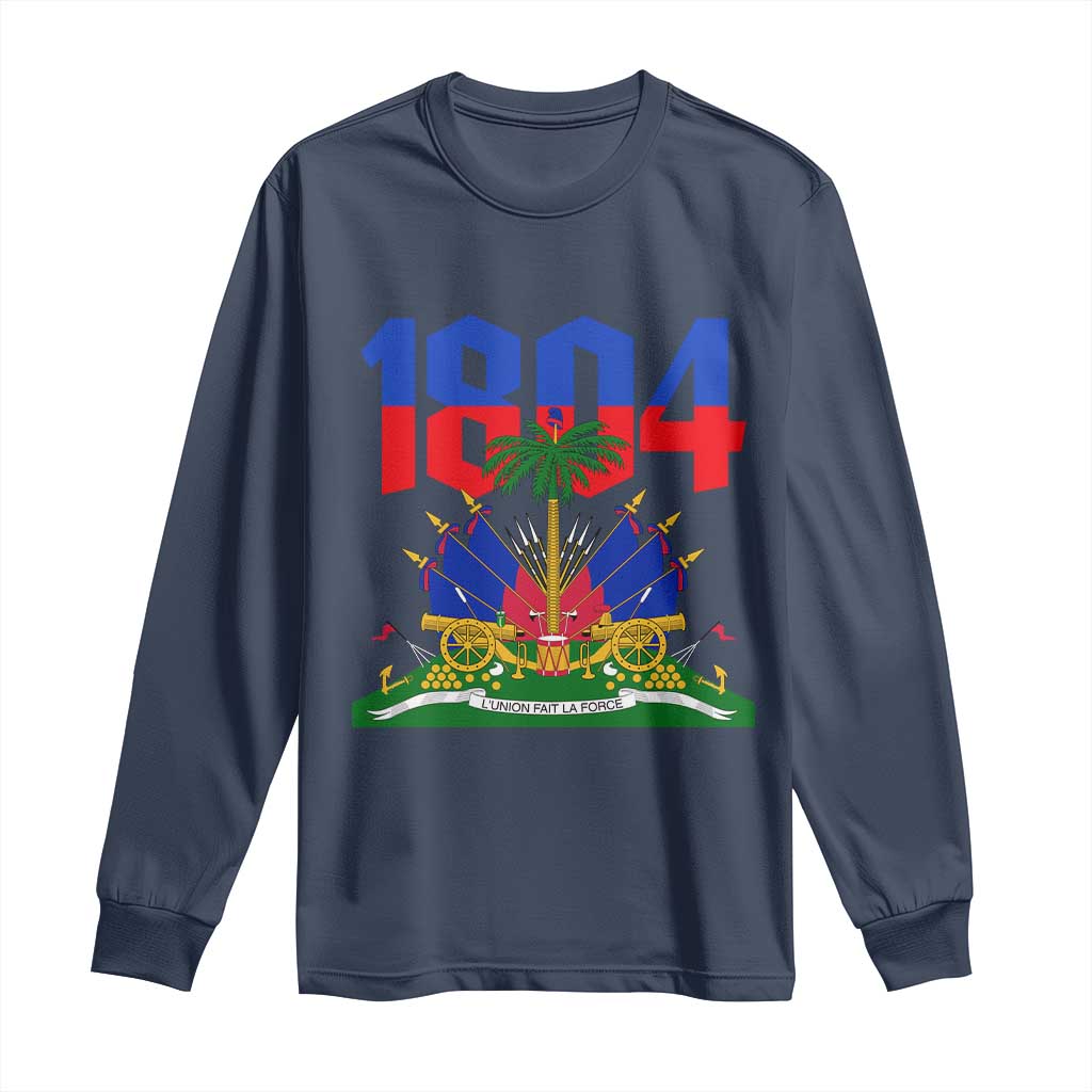 Haiti 1804 Independence Year Graphic Long Sleeve Shirt Haitian Pride Coat of Arms National Heritage