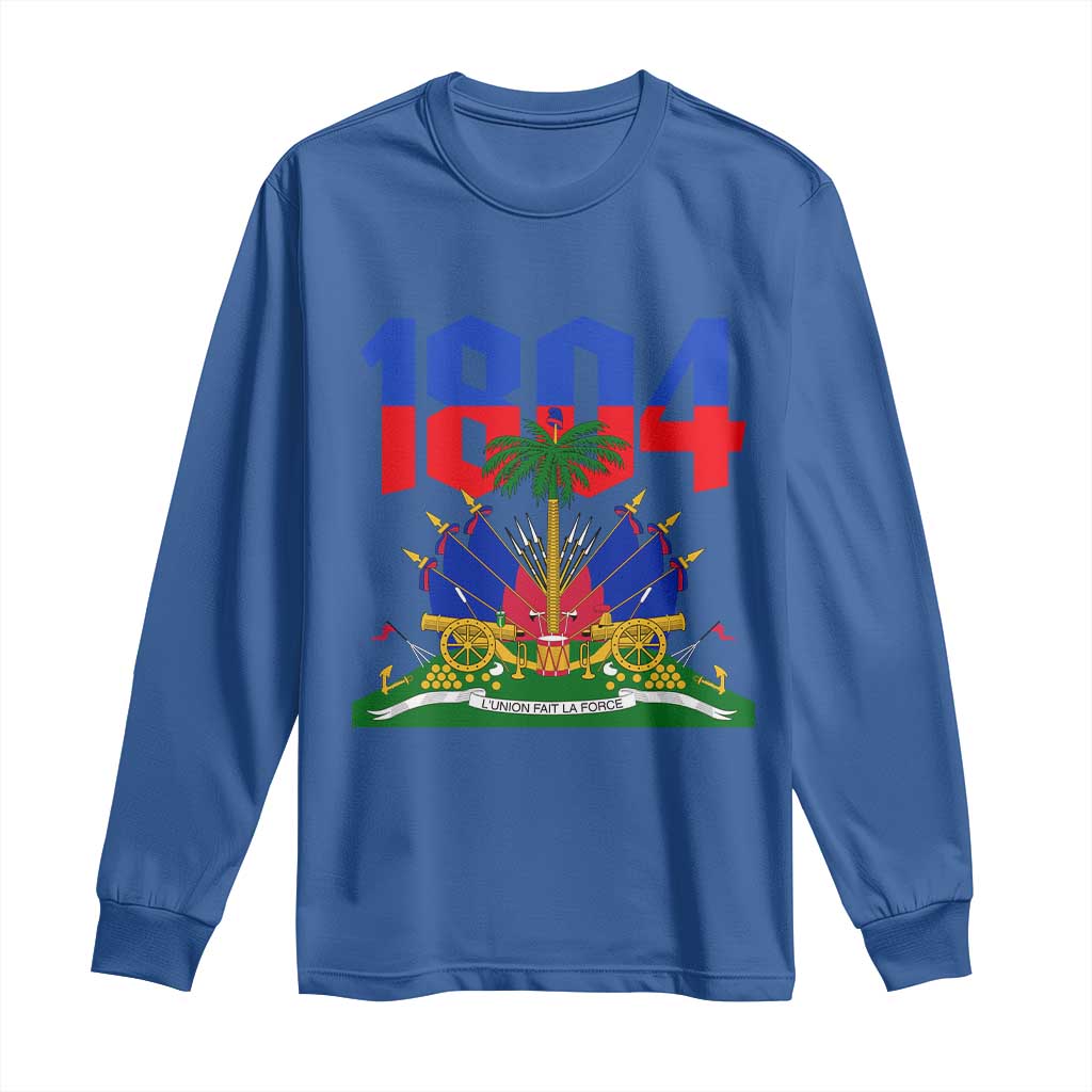 Haiti 1804 Independence Year Graphic Long Sleeve Shirt Haitian Pride Coat of Arms National Heritage