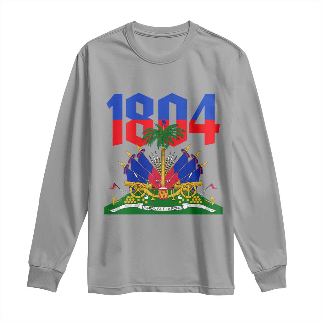 Haiti 1804 Independence Year Graphic Long Sleeve Shirt Haitian Pride Coat of Arms National Heritage