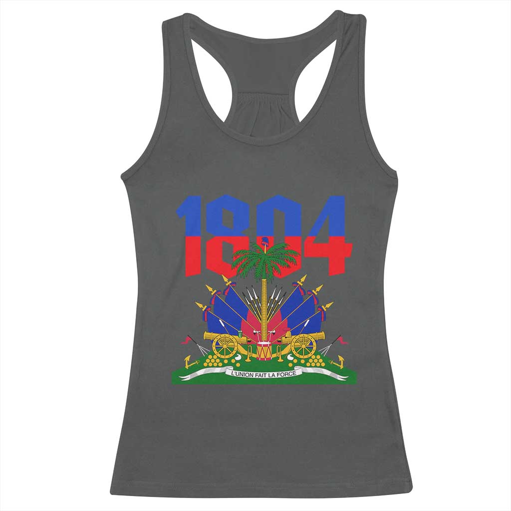 Haiti 1804 Independence Year Graphic Racerback Tank Top Haitian Pride Coat of Arms National Heritage