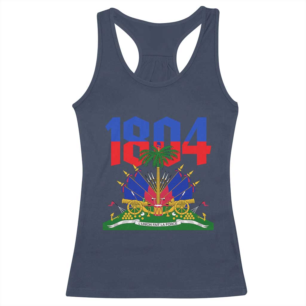 Haiti 1804 Independence Year Graphic Racerback Tank Top Haitian Pride Coat of Arms National Heritage