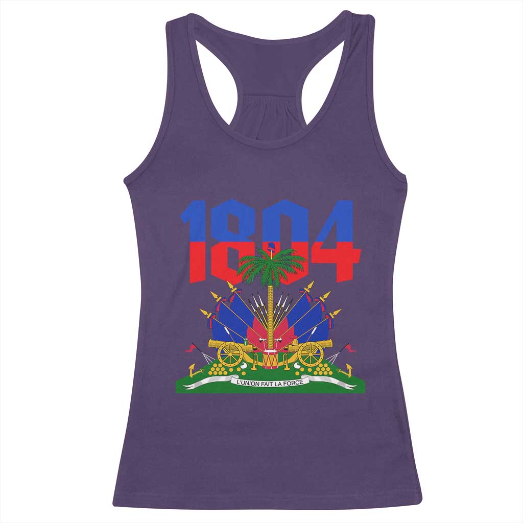 Haiti 1804 Independence Year Graphic Racerback Tank Top Haitian Pride Coat of Arms National Heritage