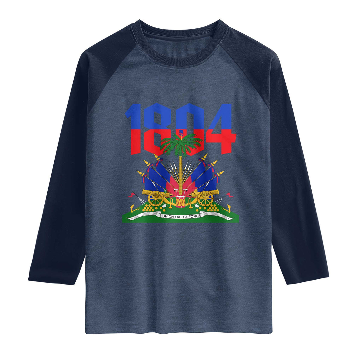 Haiti 1804 Independence Year Graphic Raglan Shirt Haitian Pride Coat of Arms National Heritage