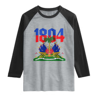 Haiti 1804 Independence Year Graphic Raglan Shirt Haitian Pride Coat of Arms National Heritage