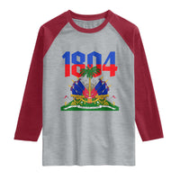 Haiti 1804 Independence Year Graphic Raglan Shirt Haitian Pride Coat of Arms National Heritage
