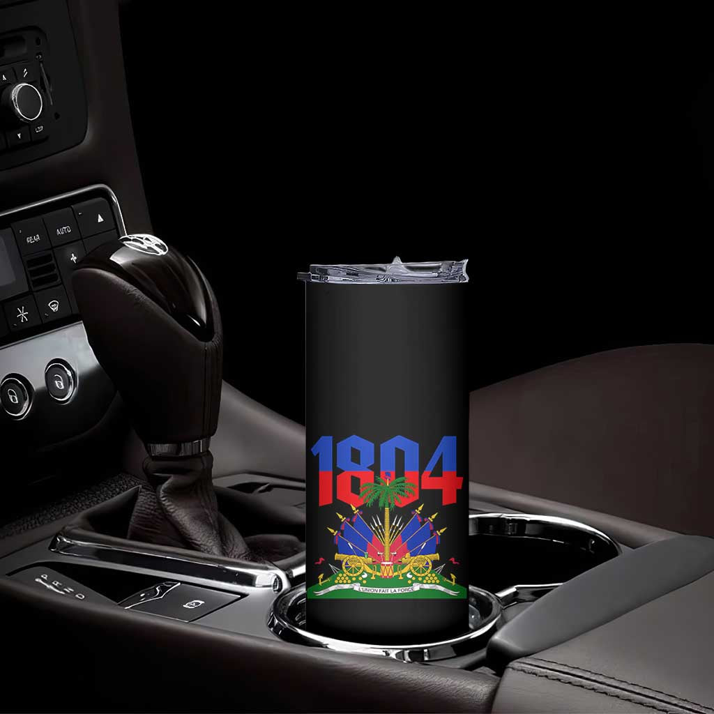 Haiti 1804 Independence Year Graphic Skinny Tumbler Haitian Pride Coat of Arms National Heritage